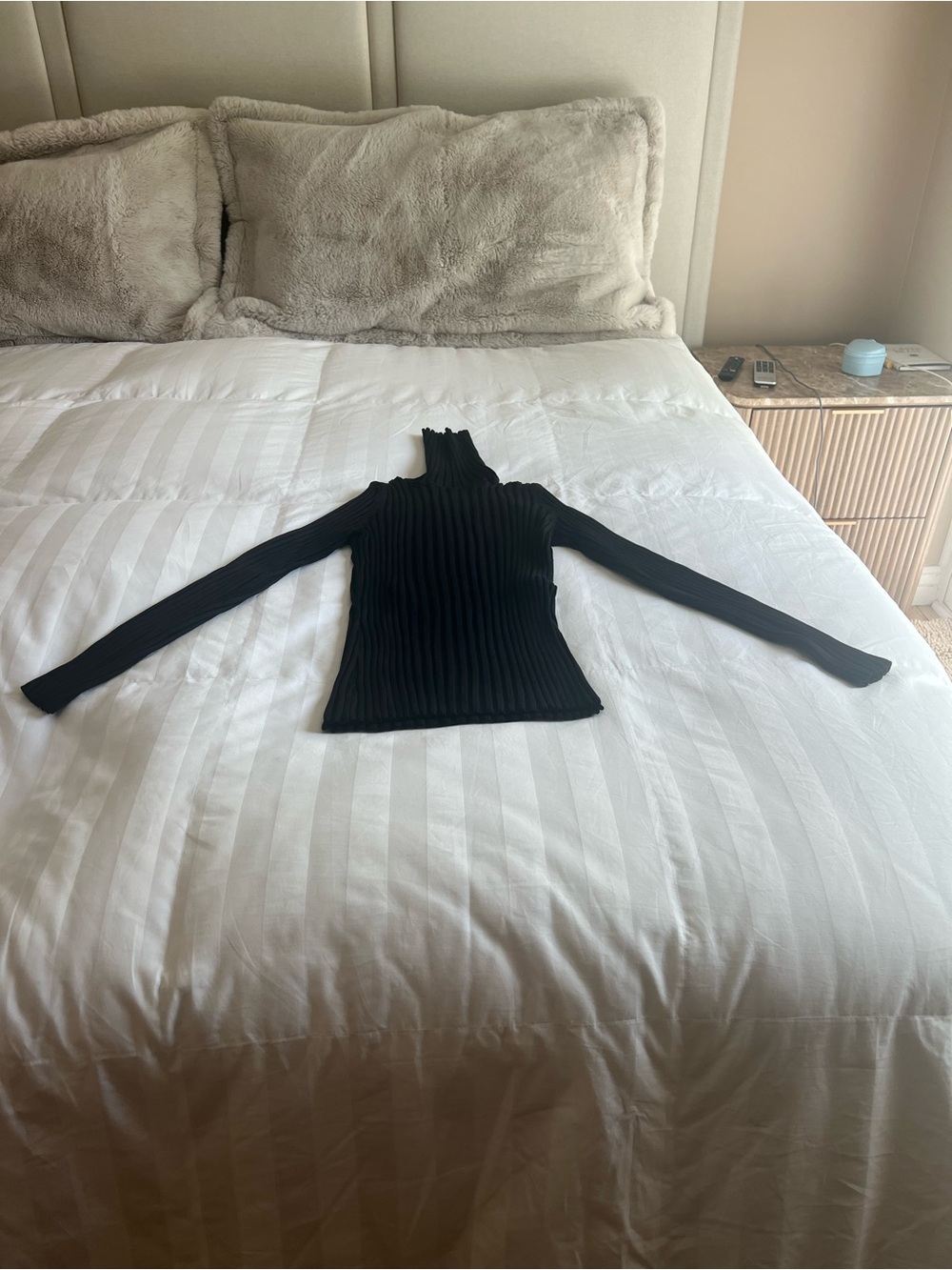 INC International Concepts Black Ribbed Mock Neck Top - Picture 5 of 5